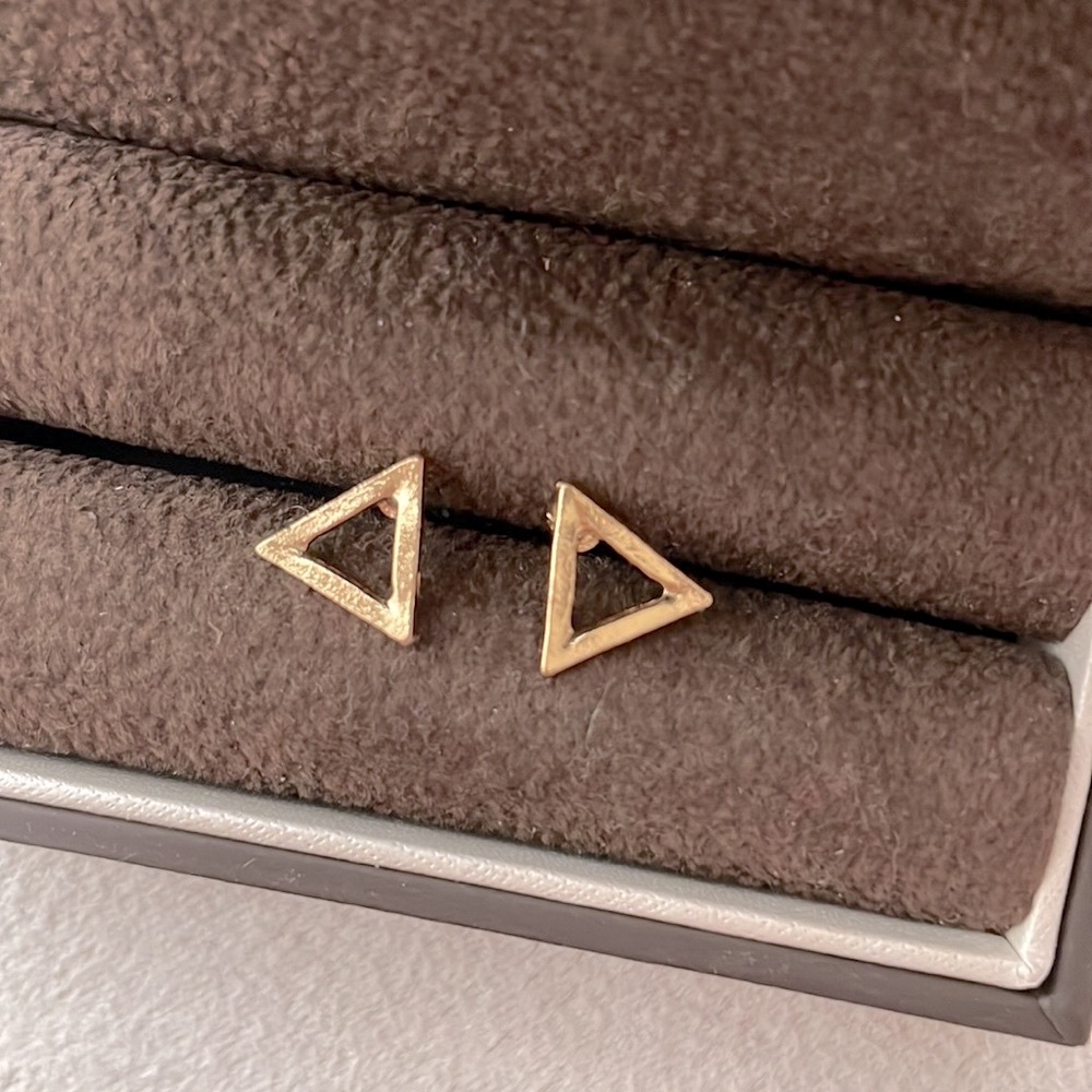 Minimalist triangle gold studs